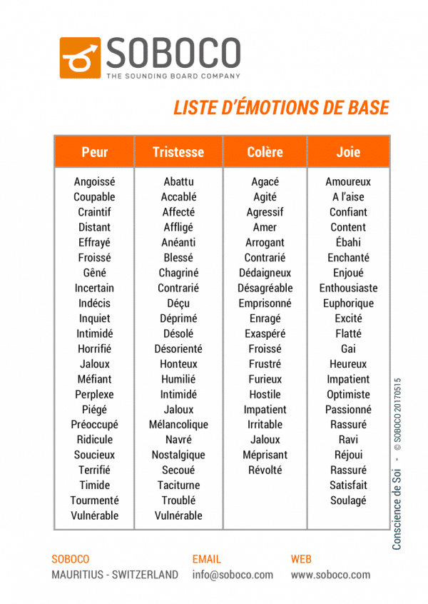 321 Liste des émotions de base