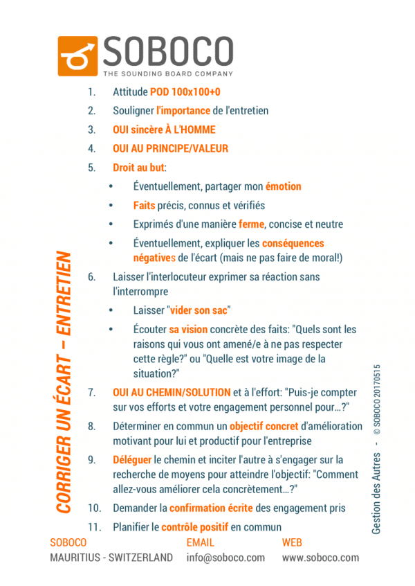 114 Corriger un écart - Entretien